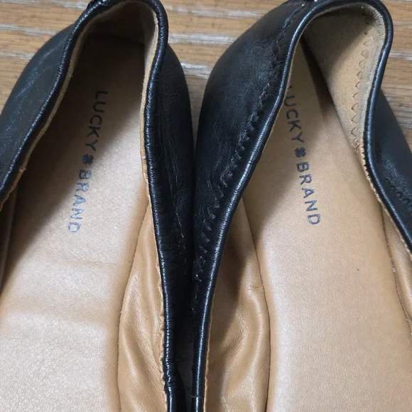 Lucky Brand Black Leather Ballet Flats, Size 9 - Picture 7 of 9